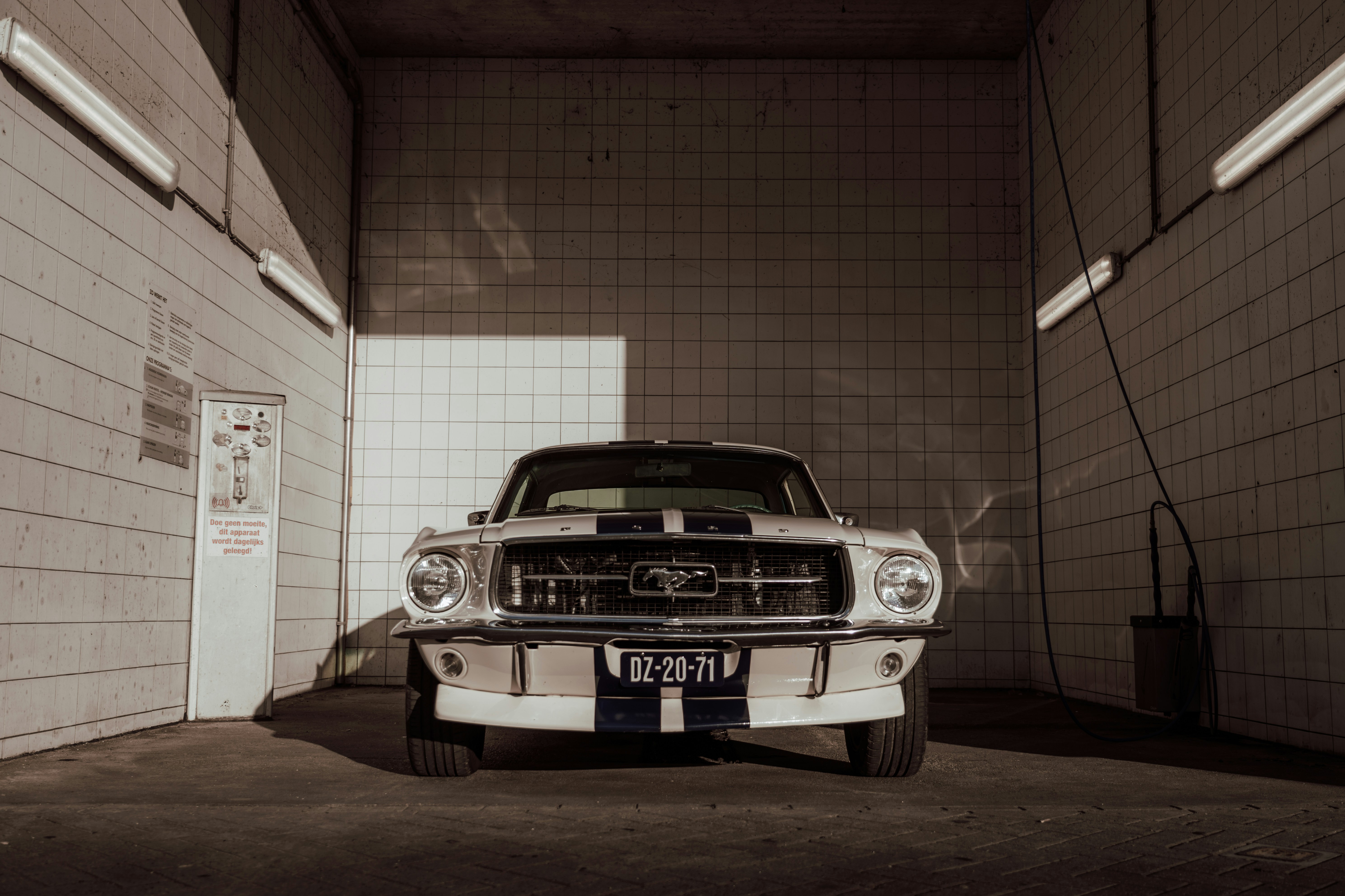 Classic car in garage
